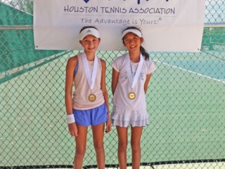 Girls 12s third place winner Presley Horowitz, left, and fourth place winner Elaina Jia